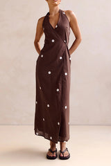 Kaia Midi Dress (Chocolate Polka)