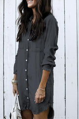 Heididress Hot Sale Button Down Denim Shirt Dress ( 2 Colors)