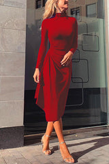 Heididress Mockneck Long Sleeve Ruched Glitter Dress