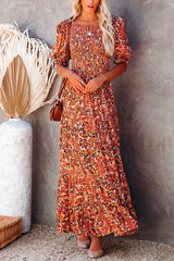 Heididress Half Sleeve Elastic Frilled Waist Swing Printed Dress