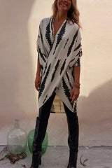 Heididress Irregular Front Cross Long Sleeve Tie Dye Top