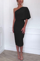 Heididress One Shoulder Short Sleeve Waisted Bodycon Dress