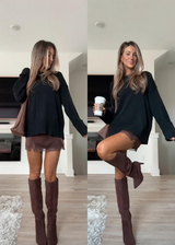 Heididress Crewneck Drop Shoulder Solid Knitted Pullover Sweater