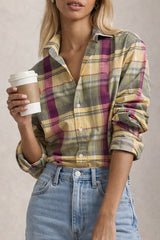 Loose-Fitting Cotton Plaid Shirt