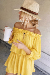 Boho Off Shoulder Ruffle Mini Dress – Summer Beach Vacation Outfit