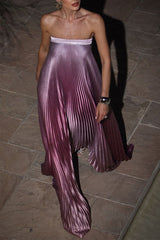 Heididress Strapless Tube Gradient Ombre Satin Maxi Party Dress