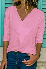 Heididress V-neck Long Sleeve Solid Basic Shirts