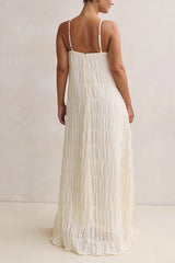 Adjustable Strap Crinkled Loose Fit Maxi Dress