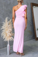 Frill One Shoulder Cut Out Bodycon Maxi Dress