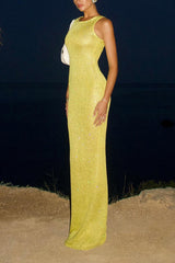 Heididress Round Neck Sleeveless Bodycon Glitter Maxi Party Dress