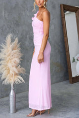 Frill One Shoulder Cut Out Bodycon Maxi Dress
