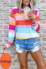 Heididress Long Sleeve Candy Striped Pullover Top