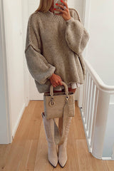 Heididress Drop Shoulder Plain Casual Pullover Sweater