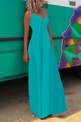 Heididress Solid Criss Cross Backless Maxi Cami Dress