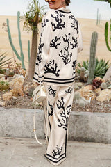 Heididress Wide Leg Reef Print Satin Pants
