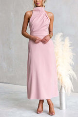 Sleeveless High Waist Pocketed Solid Maxi Dress