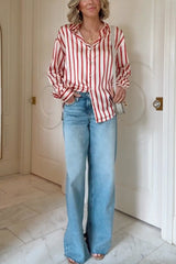 Heididress Long Sleeves Button Down Striped Blouse Shirt