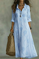 Retro Ruffled Collar Floral A-line Dress