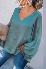 Heididress Taina V Neck Lantern Sleeve Top