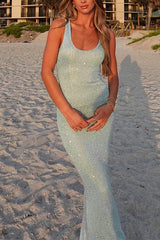 Heididress U Neck Sleeveless Sequin Bodycon Maxi Dress