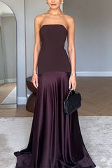 Heididress Strapless Satin Patchwork Flare Maxi Dress