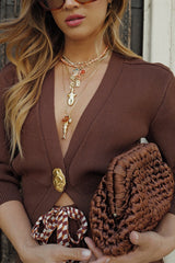 Heididress Chic V Neck One Button Sweater