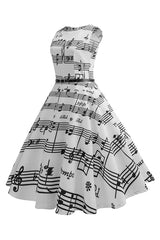 Vintage Sleeveless Fit-and-Flare Music Dress