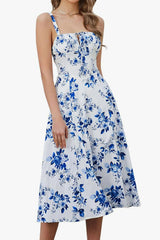 Heididress Adjustable Strap Back Lace-up Slit Midi Dress
