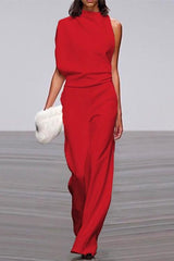 Heididress One Shoulder Waisted Wide Leg Jumpsuit