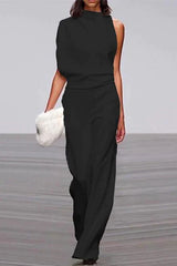 Heididress Cowl Neck One Shoulder Batwing Sleeve Party Suit