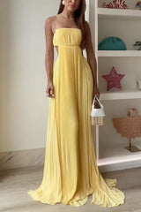 Heididress Spaghetti Strap Back Cut Out Pleated Maxi Dress