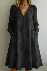 Vintage Elegant V-neck Floral Embroidery Dress