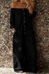 Women's Casual Long-sleeved Washed Cotton Denim Jumpsuit