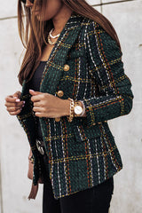 Heididress Double Breasted Open Front Plaid Blazer Jacket