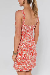 Sleeveless Printed Mini Holiday Dress