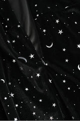 Black 1960s Star V-Neck Velvet Dress