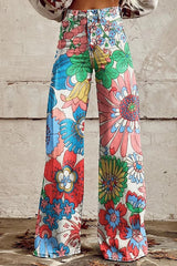 Heididress Vintage Floral Print Wide Leg Pants