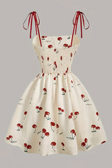 Elegant Little Cherry Print Camisole Dress