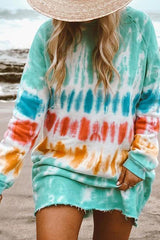 Vibrant Tie-Dye Long Sleeve Sweatshirt Mini Dress