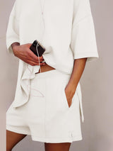 Women's Casual Matching Set with Slit Top and Shorts