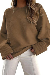 Heididress Crewneck Drop Shoulder Solid Knitted Pullover Sweater