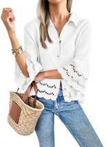 Women's Eyelet Lace Blouse Tops