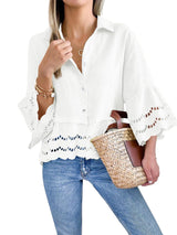 Women's Eyelet Lace Blouse Tops