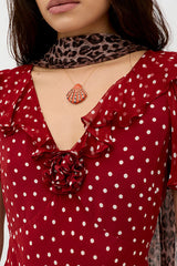 Vintage Red Polka Dot Ruffle Maxi Dress – Romantic Boho Summer Dress with Tiered Hem