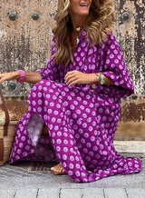 Women's Puff Sleeve Floral Boho Maxi Dress