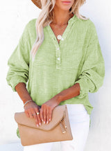 Women's Casual V-Neck Gauze Blouse