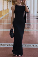 Heididress Elegant Sleeveless Tie Shoulder Bodycon Maxi Dress
