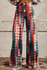 Heididress High Rise Color Block Printed Wide Leg Pants