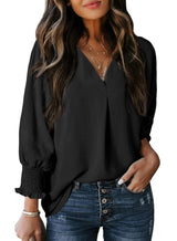 Women's Casual 3/4 Sleeve V Neck Basic Tops