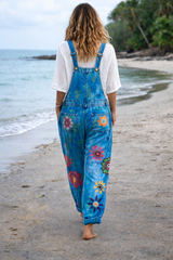 Women's Boho Floral Print Overalls – Casual Loose Beach Jumpsuit